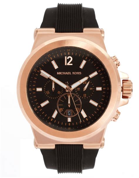 michael kors men's dylan chronograph black silicone watch|Michael Kors oversized boyfriend watch.